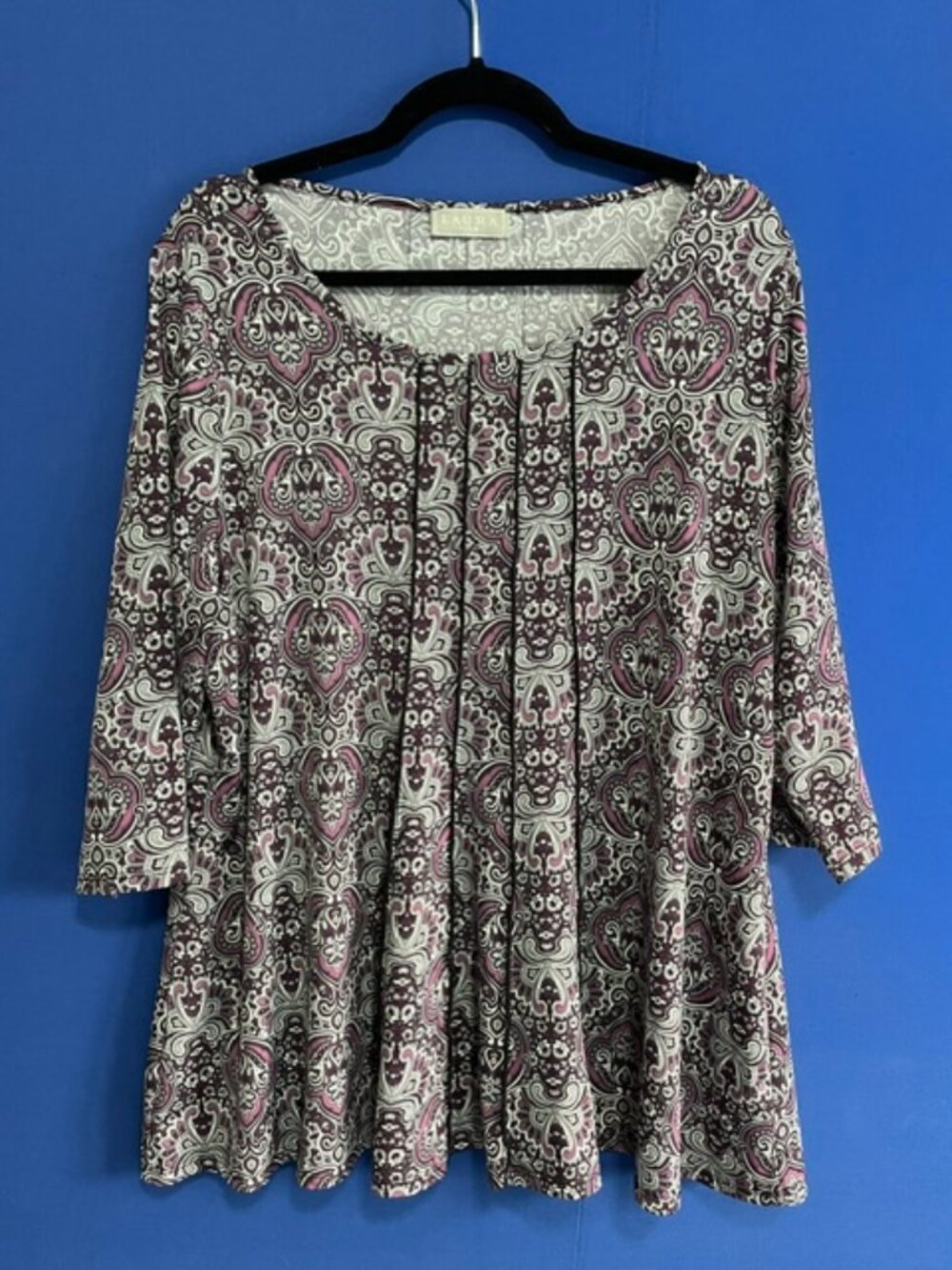 Laura Plus Purple Print Tunic Top - 1X